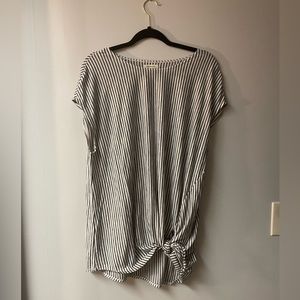 Plus Size Striped Tie Front Top